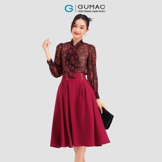 Chân váy nữ GUMAC xòe phối nút  LV1210