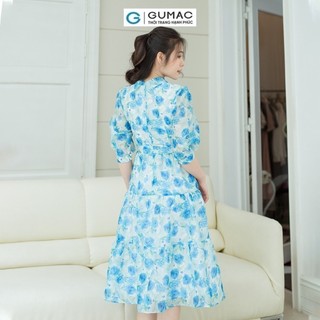 Đầm nữ GUMAC hoa cổ nơ  DD08035