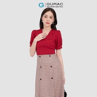 Đầm nữ GUMAC cổ bẻ phối nút  LD1014