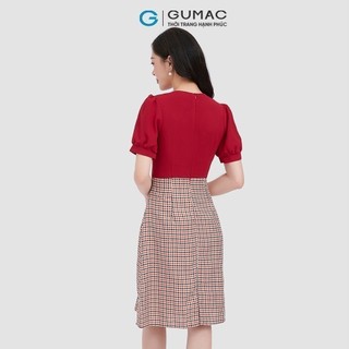 Đầm nữ GUMAC cổ bẻ phối nút  LD1014