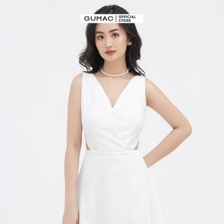Đầm nữ cổ V khoét eo mẫu mới GUMAC DB858
