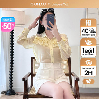 [MUA 2 GIẢM 50%] Áo sơ mi nữ GUMAC AD08068 phom rộng vừa tay dài đô trước dập ly 2 tầng vải tơ mềm mại