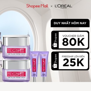 Bộ 2 Kem dưỡng & 2 serum cấp ẩm căng mướt da Hyaluronic Acid L'Oreal Paris