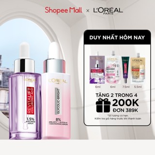 Bộ 2 Serum siêu cấp ẩm Hyaluronic Acid 1.5% 30ml & Glycolic Melasyl 8% dưỡng sáng da, mờ thâm mụn nám Loreal Paris