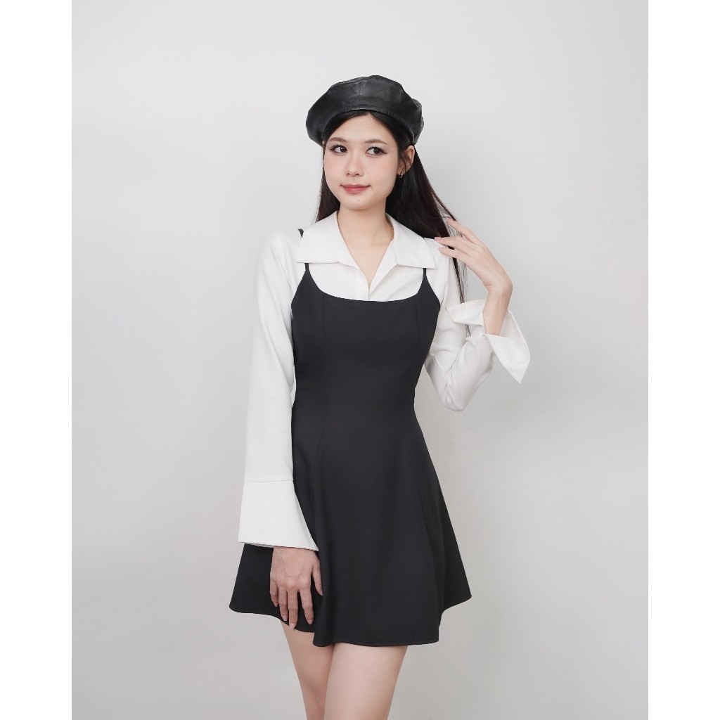 DALLA Combo đầm cô vuông xòe và sơ mi xẻ tà (D04+SM04) | BigBuy360 - bigbuy360.vn