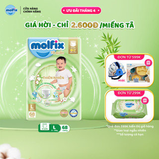Tã/bỉm quần Molfix Thiên nhiên Ultra L (9kg 13kg) Gói 68 miếng