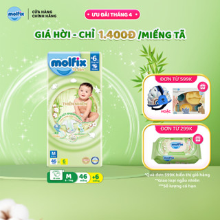 Tã/bỉm dán Molfix Thiên nhiên Jumbo M (6kg 11kg) Gói 46+6 miếng
