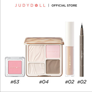 [Combo 4] Trang Điểm Toàn Diện JUDYDOLL Bảng Phấn Tạo Khối 4 Ô & Kem Che Khuyết Điểm Bền Màu & Phấn Má Hồng Tự Nhiên & Gel Kẻ Mắt Sắc Nét