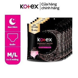 [Độc quyền live 1] Combo 5 Băng Vệ Sinh Kotex Ban Đêm Dạng Quần cỡ M/L 5 miếng, M/L 2 miếng, L/XL 2 miếng