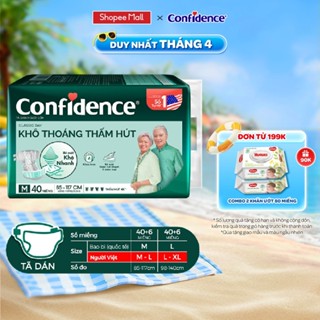 [Tặng thêm tã] Tã dán người lớn Confidence Classic Day Khô Thoáng Thấm Hút M40/L40 miếng