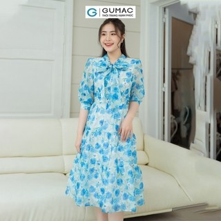 Đầm nữ GUMAC hoa cổ nơ  DD08035