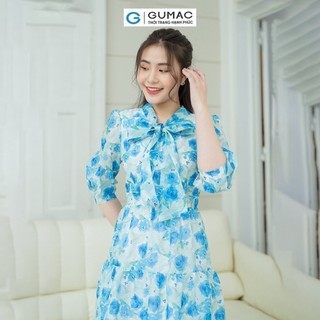 Đầm nữ GUMAC hoa cổ nơ  DD08035