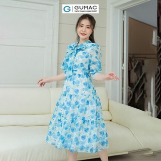 Đầm nữ GUMAC hoa cổ nơ  DD08035