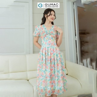 Đầm nữ GUMAC A chiết ly eo  DD08059