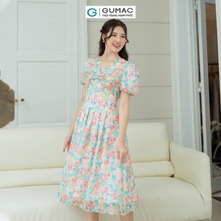 Đầm nữ GUMAC A chiết ly eo  DD08059
