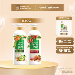 Dầu Gội LASHE SUPERFOOD Ngăn Gãy Rụng Tóc / Phục Hồi Hư Tổn 640G