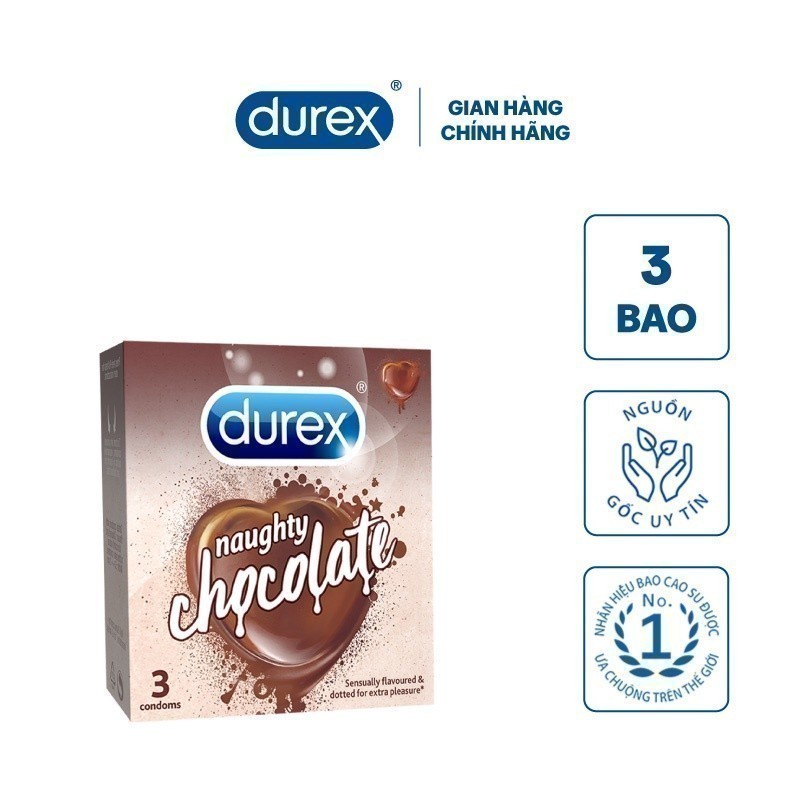 [Hàng tặng không bán] Bao cao su Durex Naughty Chocolate (3 bao/hộp)