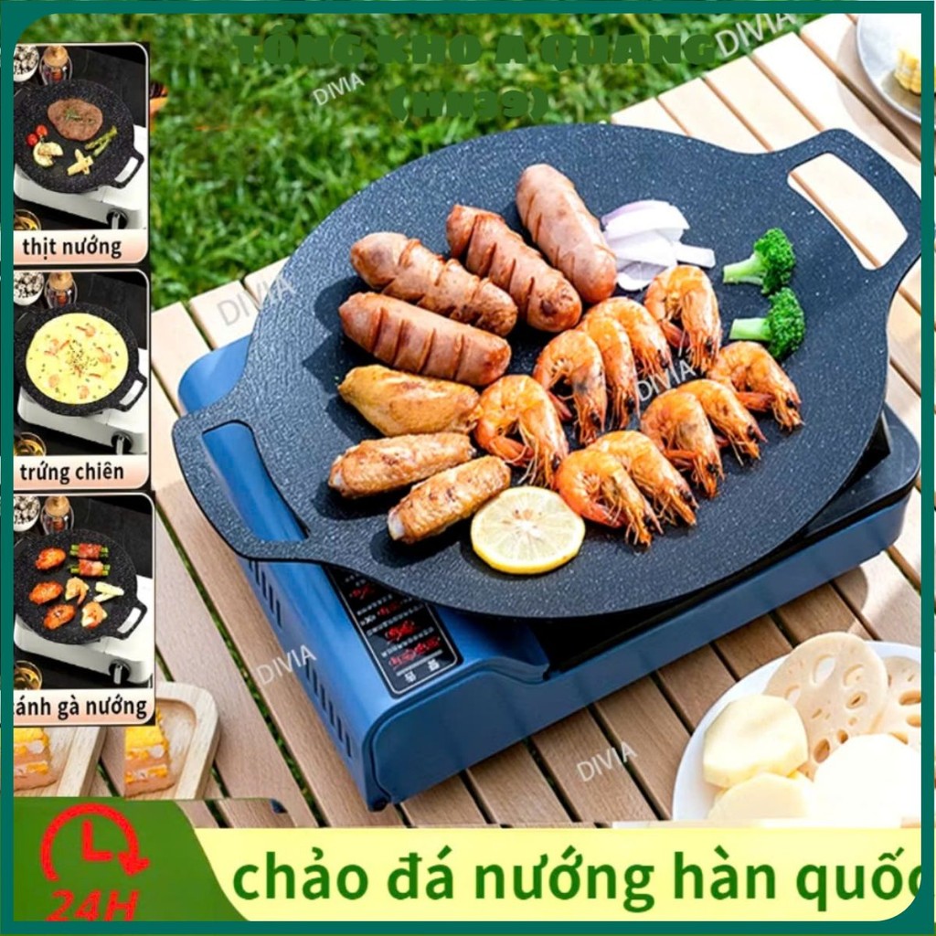 CHẢO GANG SIZE 34 , Chảo đá nướng đá chảo chống dính size 34 cm chảo đá chống dính hàn quốc chao đa 