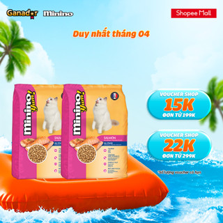 [ĐƠN TỪ 399K TẶNG BÀN CHẢI TẮM SILICON CHO MÈO] Combo 2 x Thức ăn hạt Minino Yum cho mèo vị Cá hồi 1.5kg