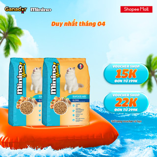 [ĐƠN TỪ 399K TẶNG BÀN CHẢI TẮM SILICON CHO MÈO] Combo 2 x Thức ăn hạt Minino Yum cho mèo vị Hải sản 1.5kg