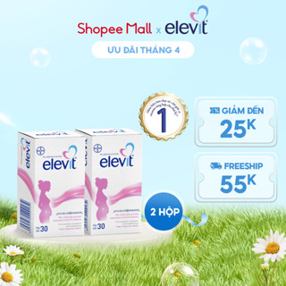 Bộ 2 Hộp Vitamin Bầu Tổng Hợp Elevit Cho Phụ Nữ Trước, Trong và Sau Thai Kỳ (30 Viên/ Hộp)