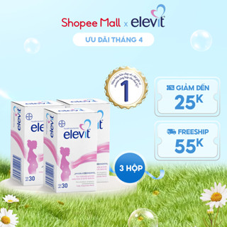 Bộ 3 Hộp Vitamin Bầu Tổng Hợp Elevit Cho Phụ Nữ Trước, Trong và Sau Thai Kỳ (30 Viên/ Hộp)