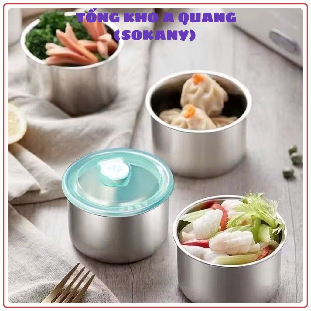 Hộp Đựng Thực Phẩm Tròn Inox 304 Không Gỉ Có Nắp Đậy Bảo Quản Thực Phẩm Tiện Lợi,  HỘP ĐỰNG ĐỒ ĂN - 