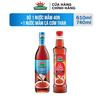 Bộ đôi nước mắm Thuận Phát CHẤM NẤU ĐẬM ĐÀ (1 chai 40 độ đạm 610ml + 1 chai cá cơm than 740ml)