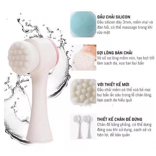 [HB gift] Cọ rửa mặt 2 đầu 3D gai silicon