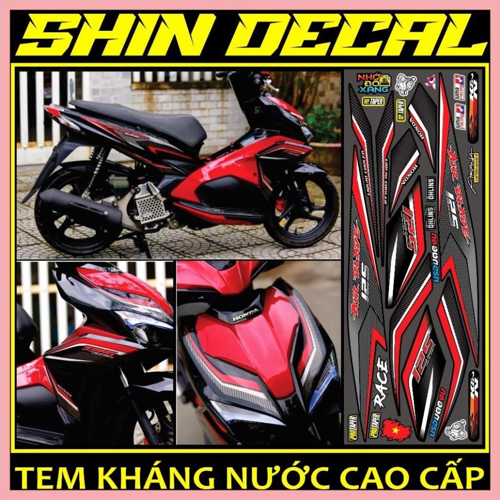 Tem rời dán xe ab 2019 chế mẫu Carbon đỏ đen tem in decal 3 lớp cao cấp không bay màu