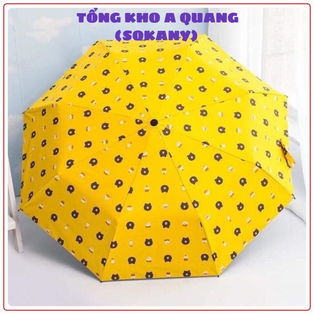 Ô Dù Đi Mưa, Đi Nắng Gấp Gọn Hình Gấu Dễ Thương, Ô Che Mưa,  Ô Che Nắng Gấp Gọn Họa Tiết Hình Gấu, D