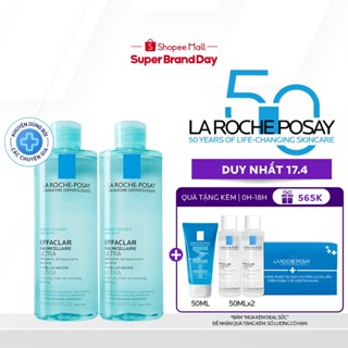 Bộ đôi nước tẩy trang & làm sạch cho da mụn, da dầu nhạy cảm La Roche-Posay Efffaclar Micellar Water 400ml