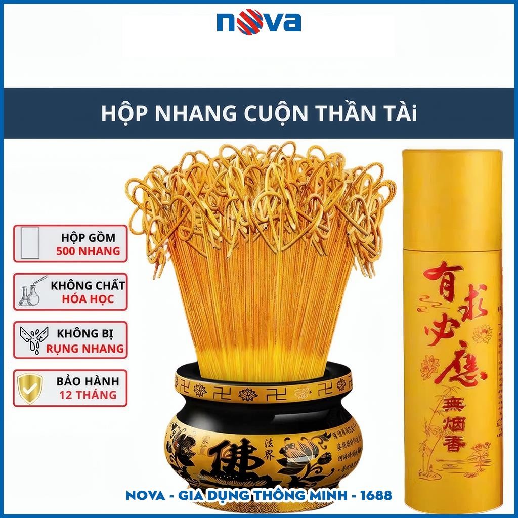 Nhang Thần Tài Chiêu Lộc Khai, Nhang Sạch Nén Hương Quế Bài Trầm, Ít Khói, Thơm Dễ Chịu, Không Độc Hại