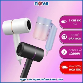 Máy Sấy Tóc Mini Gấp Gọn 1200W, Ánh Sáng Xanh Dưỡng Tóc, 2 Chế Độ Nóng Lạnh, Giảm Khô Xơ Cho Mọi Loại Tóc
