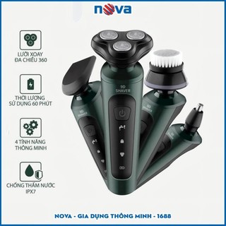 Máy Cạo Râu Đa Năng 9D Shaver 4 In 1, Chống Nước IPX7, Kèm 6 Phụ Kiện Cao Cấp Cho Nam