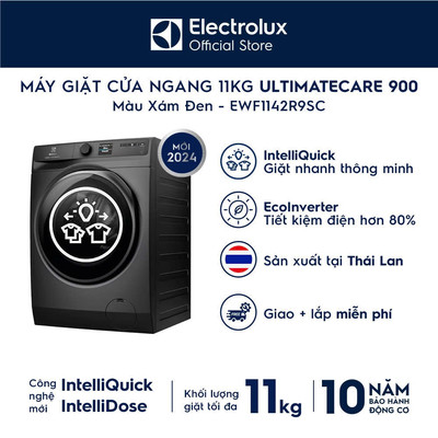 Free giao lắp - Máy giặt cửa ngang Electrolux 11kg UltimateCare 900 - Xám đen Onyx EWF1142R9SC
