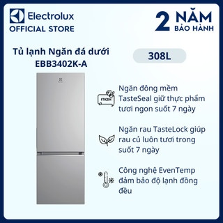  Tủ lạnh Electrolux Inverter ngăn đá dưới có ngăn đông mềm 308 lít - EBB3402K-A 