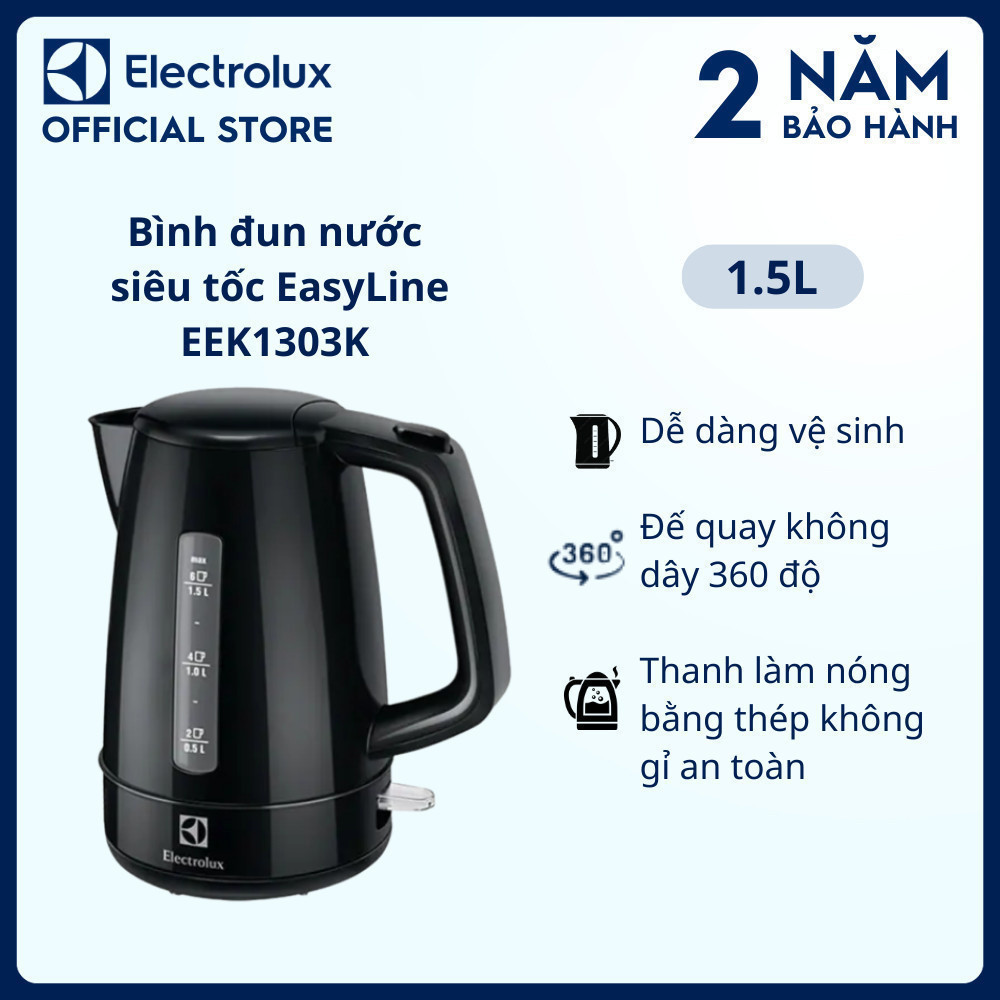 Bình đun nước siêu tốc Electrolux EasyLine EEK1303K 1,5L