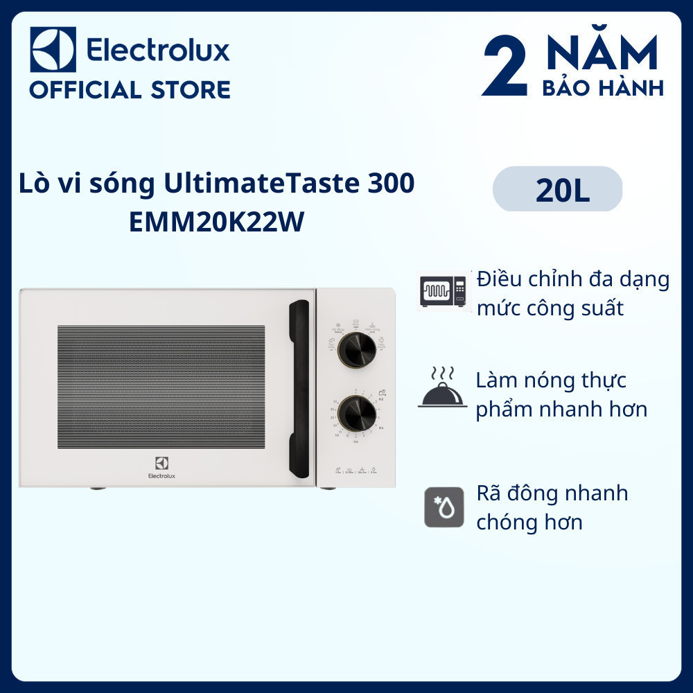 Lò vi sóng 20L Electrolux EMM20K22W 800w - 5 chương trình nấu, rã đông, hâm nóng nhanh | BigBuy360 - bigbuy360.vn