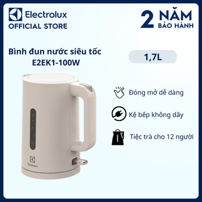 Bình đun siêu tốc 1.7L Electrolux E2EK1-100W - nhựa cao cấp, an toàn, BH 24 tháng