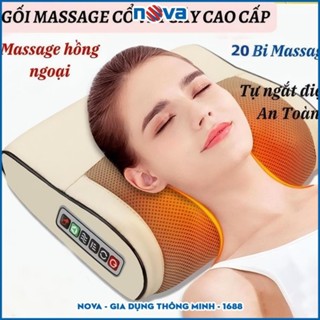 Gối Massage Hồng Ngoại Cổ Vai Gáy 20 Bi Cao Cấp, Máy Mát Xa Toàn Thân, Giảm Đau Mỏi