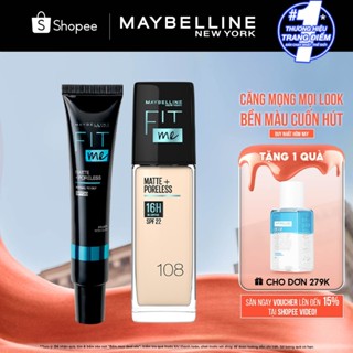 [Bộ trang điểm] Kem nền kiềm dầu chống nắng Fit Me Mịn Lì 30ml + Kem lót ngăn xuống tông Fit Me Primer Maybelline New Yo