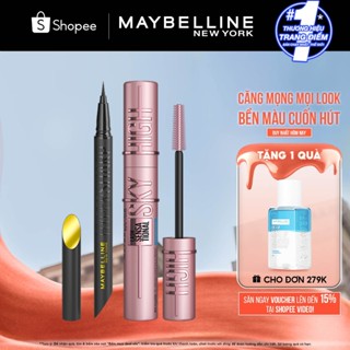 [Bộ Trang Điểm Mắt] Mascara Sky High Tơi Dài Mi Waterproof và Bút Kẻ Mắt Nước Siêu Sắc Mảnh Maybelline New York