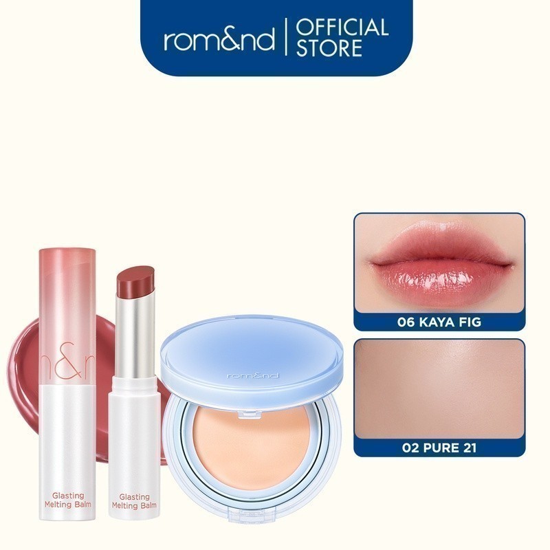 [Combo Ve-easy] Son dưỡng màu tint Romand Glasting Melting Balm 3.5g + Phấn nước Romand Bare Water C