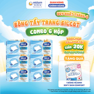 Combo 6 Hộp Bông Tẩy Trang Silcot 82 Miếng/Hộp