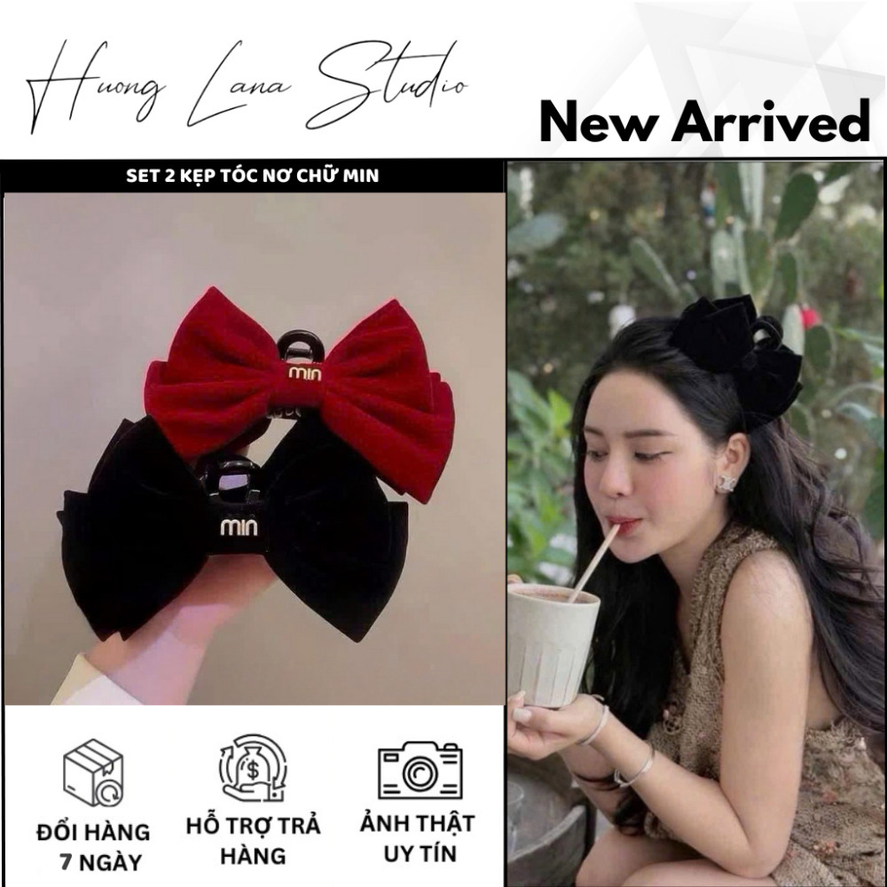 [H.studio] SET 2 KẸP TÓC NƠ CHỮ MIN