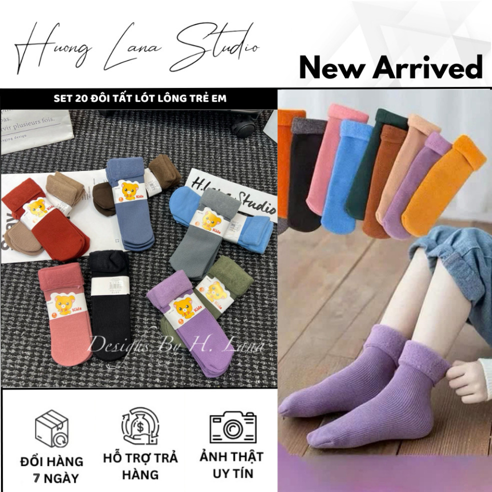[H.studio] SET 20 ĐÔI TẤT LÓT LÔNG TRẺ EM