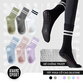 Vớ Tất YOGA Silicon Chống Trượt CỔ CAO - Đủ Màu Phong Cách Trẻ Trung, Năng Động