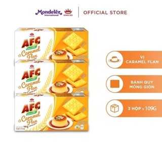 Bánh Cracker Dinh Dưỡng AFC Vị Caramel Flan, Combo 3 Hộp X 109G
