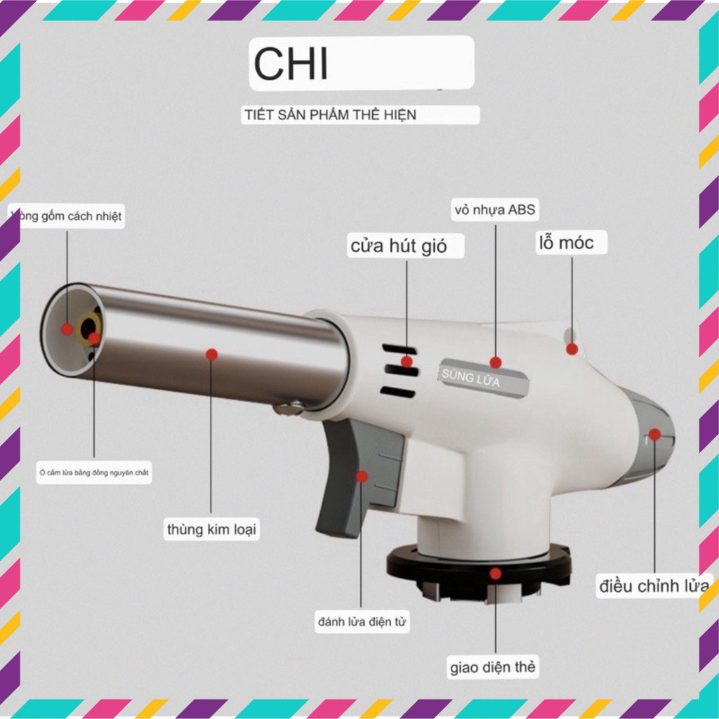 ĐẦU KHÒ GAS MINI CẦM TAY FLAME GUN. Tự Động Đánh Lửa. Nhập Khẩu Cao Cấp Đài Loan. Nhóm Củi Thui Lông